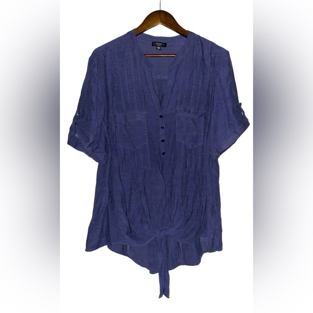 Cocomo‎ Milkmaid Peasant Roll Tab Sleeve Blouse Women 2X Casual Pullover